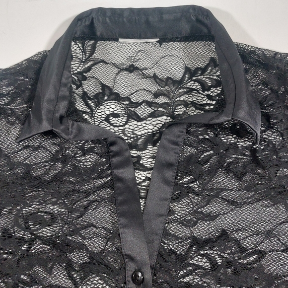 ZARA black lace blouse with satin trim, S, EUC without tags - Picture 7 of 7